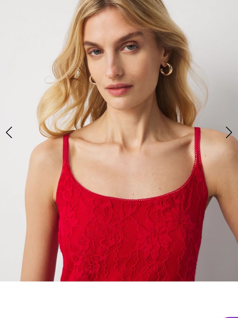 White House Black Market Red lace cami top with adjustable straps